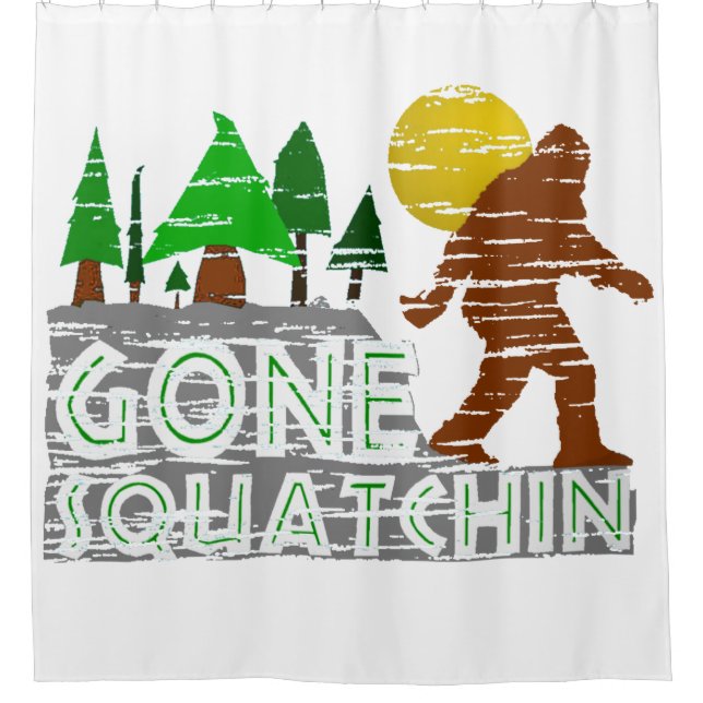 Vintage Original Gone Squatchin Shower Curtain (Front)