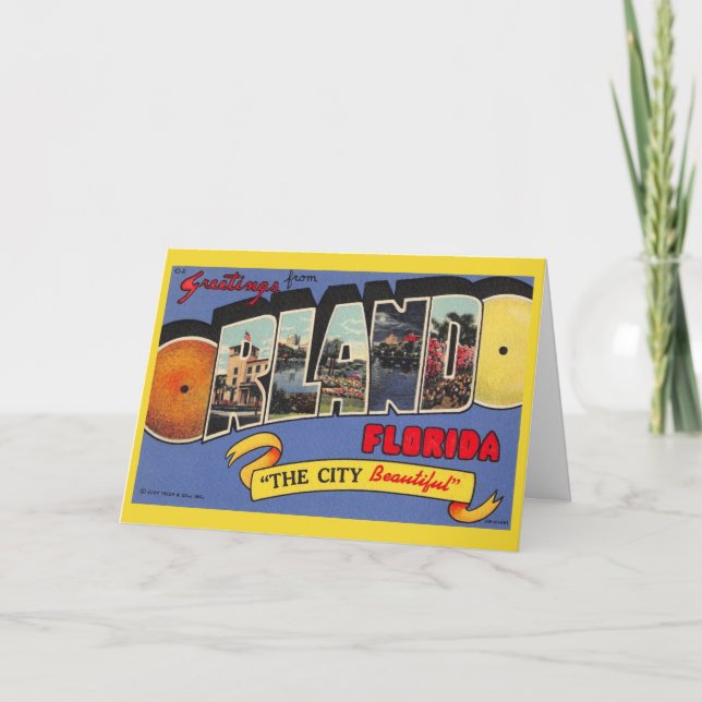 Vintage Orlando Colourful Greeting Card (Front)