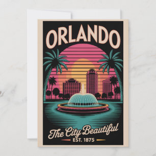 Vintage Orlando Florida City Beautiful Retro Trave Holiday Card