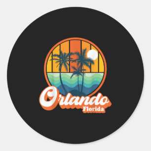 Vintage Orlando Florida Summer Vacation Beach Souv Classic Round Sticker