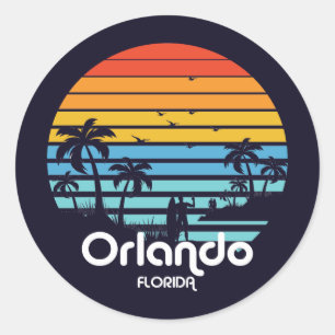 Vintage Orlando Florida Sunset Classic Round Sticker