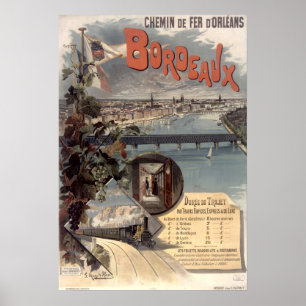 Vintage Orleans Railways Paris to Bordeaux Poster