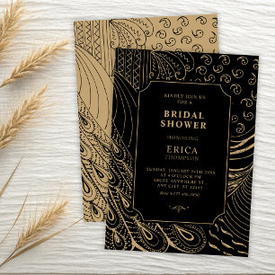 Vintage ornament art bridal shower invitation