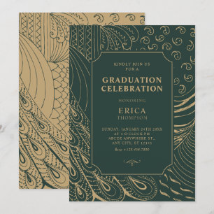 Vintage ornament art graduation invitation