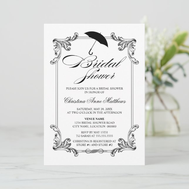 Vintage Ornament Bridal Shower Invitation (Standing Front)