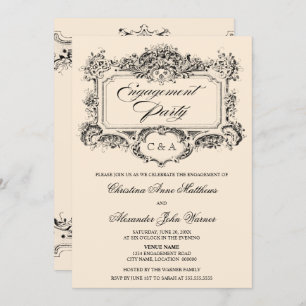 Vintage Ornament Engagement Party Invitation
