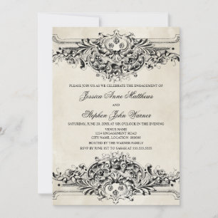 Vintage Ornament Engagement Party Invitation