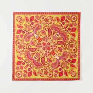 vintage ornament paisley bandana print, silk neck tapestry