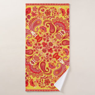 vintage ornament paisley bandanna print, silk neck bath towel