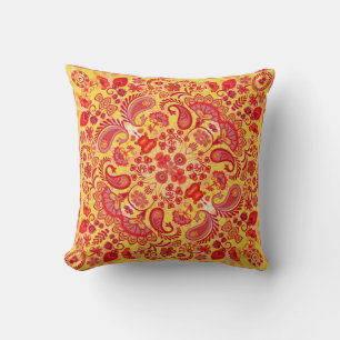 vintage ornament paisley bandanna print, silk neck cushion