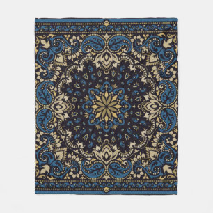 vintage ornament paisley Bandanna Print, silk neck Fleece Blanket