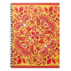 vintage ornament paisley bandanna print, silk neck notebook
