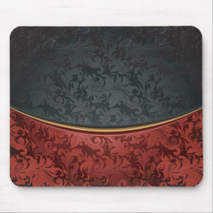 Vintage ornament red and black mouse pad