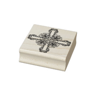 vintage ornamental cross art stamp