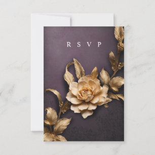 Vintage ornamental gold foliage RSVP meal choices Card