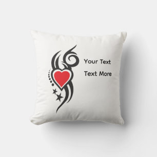 Vintage Ornamental Heart with Floral Tattoo Art Cushion