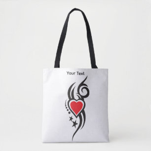 Vintage Ornamental Heart with Floral Tattoo Art Tote Bag