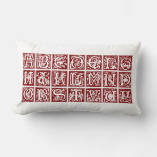 Vintage Ornamental Monoram Alphabet Lumbar Cushion