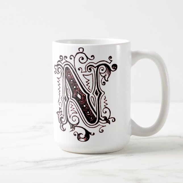 Vintage Ornamental 'N' - Mug (Right)