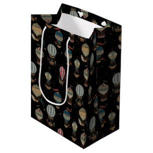 Vintage Ornamental Nighttime Hot Air Balloons Medium Gift Bag