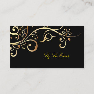 Vintage ornamental swirls / filigree/ faux+gold business card
