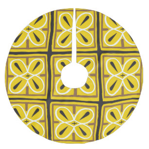 Vintage Ornamental Tiles Pattern Design Brushed Polyester Tree Skirt