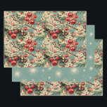 Vintage Ornaments & Christmas Florals On Soft Blue Wrapping Paper Sheet<br><div class="desc">This wrapping paper exudes a sense of tradition and nostalgia,  harkening back to simpler and heartwarming holiday celebrations. The combination of vintage ornaments,  Christmas florals,  and greenery against the soft blue backdrop creates a timeless and elegant design that evokes the warmth and charm of the holiday season.</div>