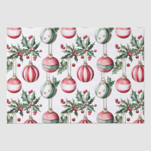 Vintage Ornaments Holly Christmas Tissue Paper