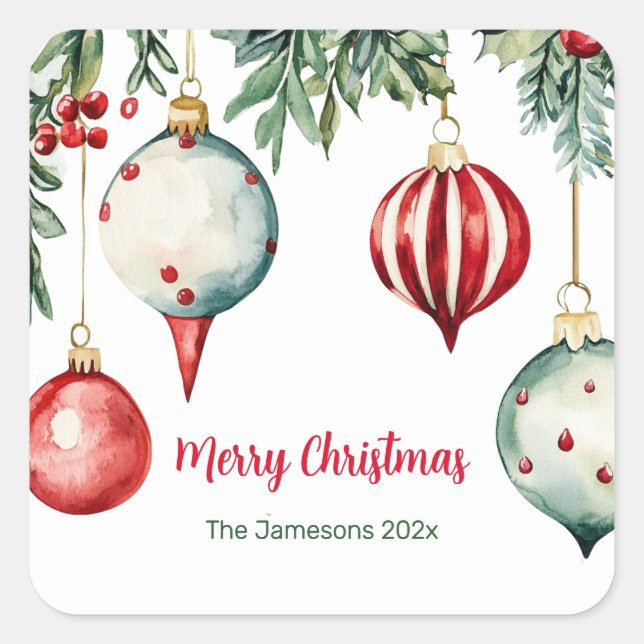 Vintage Ornaments Merry Christmas  Square Sticker (Front)