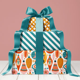 Vintage Ornaments Pattern Cute Holiday Christmas Wrapping Paper Sheet