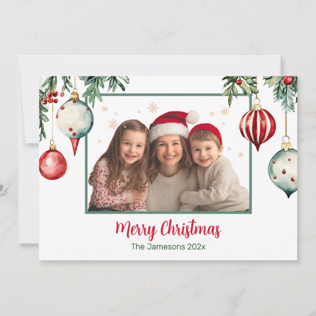 Vintage Ornaments Photo Christmas Card (Front)