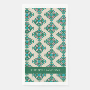 Vintage Ornate Art Nouveau Green Personalised  Napkin