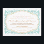 Vintage Ornate Blue & Gold Wedding Invitation<br><div class="desc">Elegant and timeless, this vintage inspired invitation is as beautiful as the day you met! Ornate scroll detail in caspian blue highlights a retro dot frame with clean and classic typography. Matching Save-the-Date and Response card are also available .Add an Envelopments wedding stamp from our extensive postage collection to match...</div>