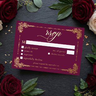 Vintage Ornate Burgundy Gold Scroll Gothic Wedding