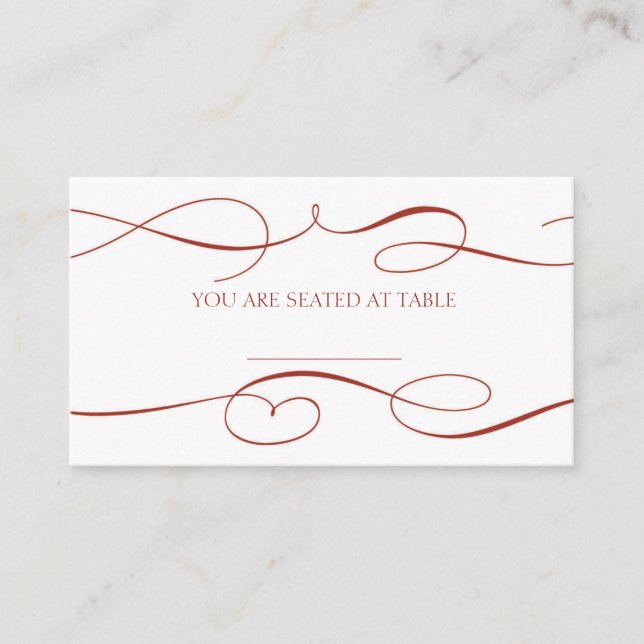 Vintage Ornate Burgundy Wedding Place cards (Front)