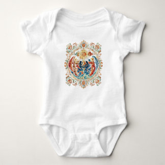 Vintage Ornate Floral Baby Bodysuit, Colourful Cla Bodysuit