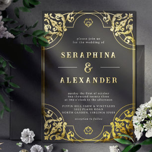 Vintage Ornate Frame   Elegant Black and Gold Real