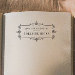 Vintage Ornate Frame From The Library Of Bookplate Rubber Stamp<br><div class="desc">An personalised book stamp for your personal library. This custom stamp features an elegant victorian filigree frame with your name printed inside in ornamental typography. A bold and classic stamp, ideal for any book lover, teacher, or librarian. This is the wooden rubber stamp - choose the handle and ink pad...</div>