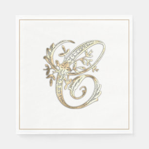 Vintage Ornate Gold Monogram C Napkin