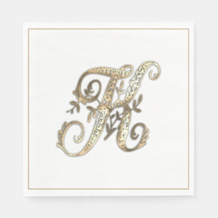 Vintage Ornate Gold Monogram K Napkin
