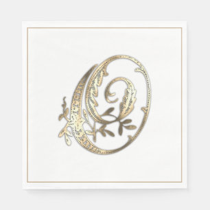 Vintage Ornate Gold Monogram O Napkin
