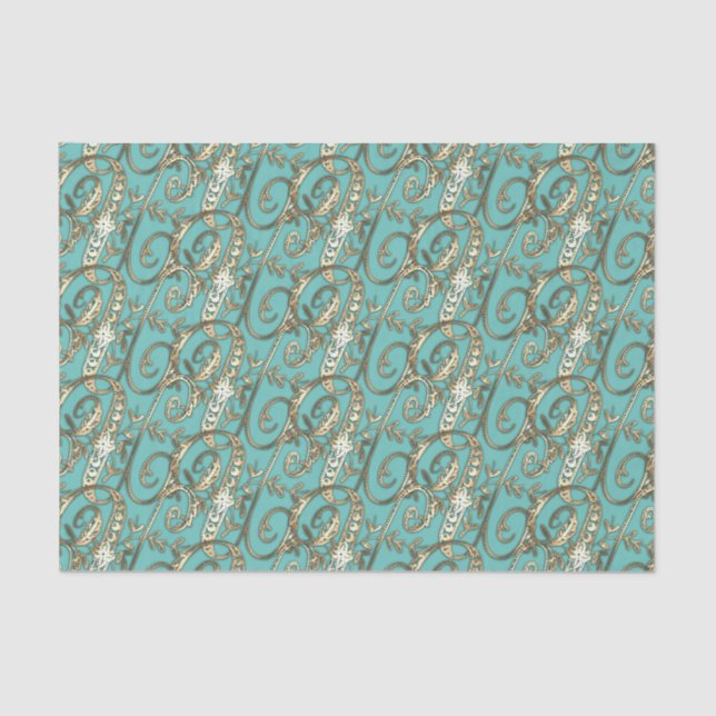 Vintage Ornate Gold Monogram U Tissue Paper (Front)