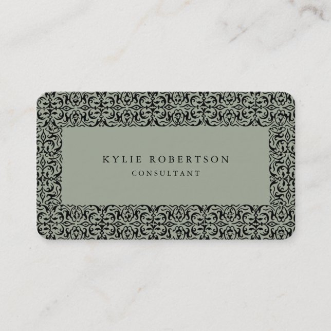 Vintage Ornate Grey Professional Classical Business Card (Front)