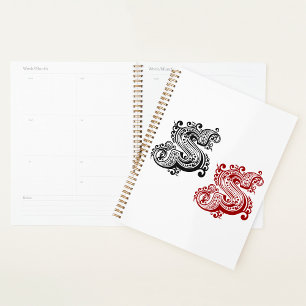 Vintage Ornate Letter S Monogram  Planner