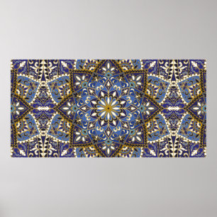 vintage ornate pattern with floral elements. Orien Poster