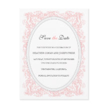 Vintage Ornate Pink & Grey Save the Date