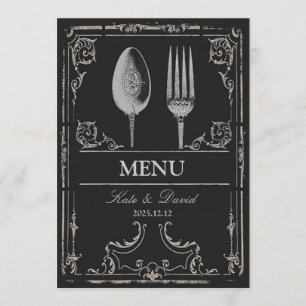 Vintage Ornate Silver Spoon Fork Dinner Menu