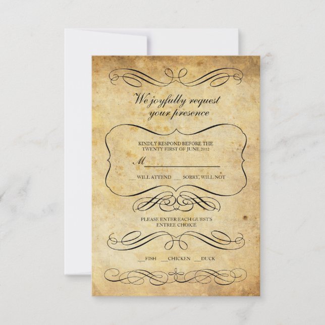 Vintage Ornate Wedding RSVP (Front)