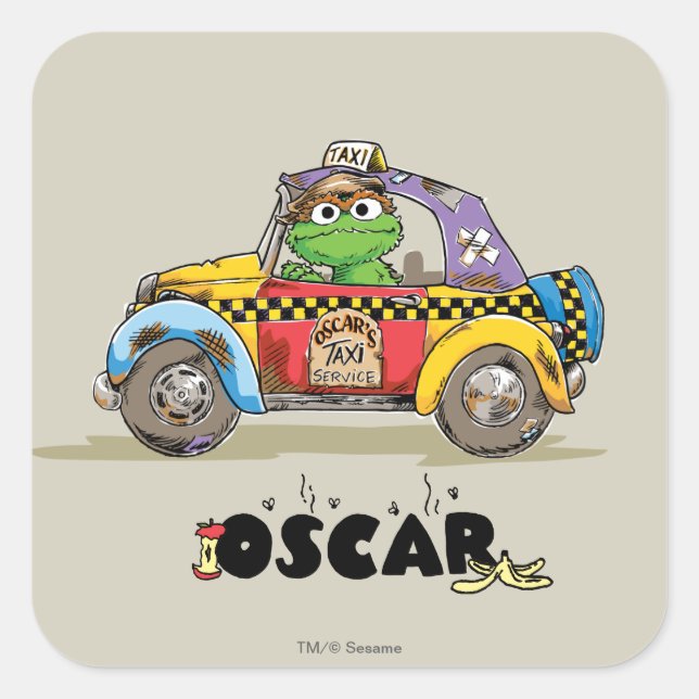 Vintage Oscar's Taxi Service Square Sticker (Front)