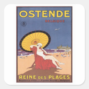 Vintage Ostende Belgique Square Sticker